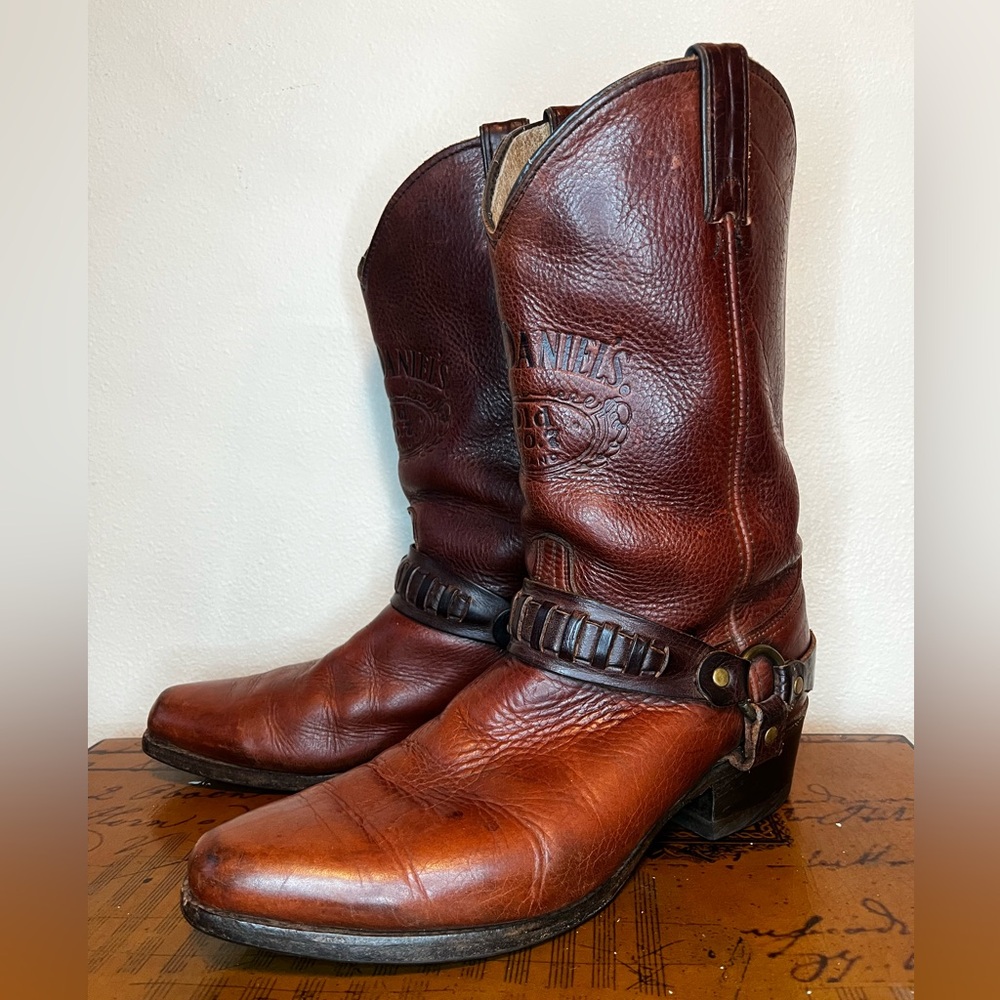 Jack Daniels Brown Western Cowboy Boots Harness Style
